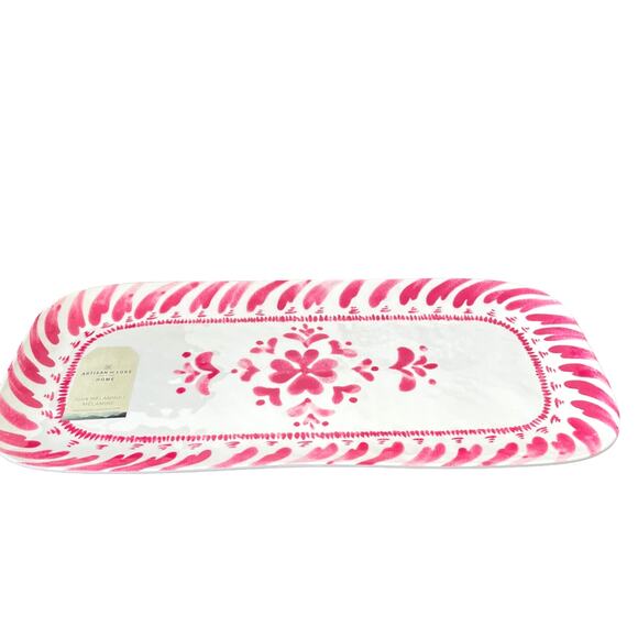 ARTISAN DE LUXE Pink White Melamine Oblong Serving Tray Platter 7 x 15 NEW - Picture 6 of 13